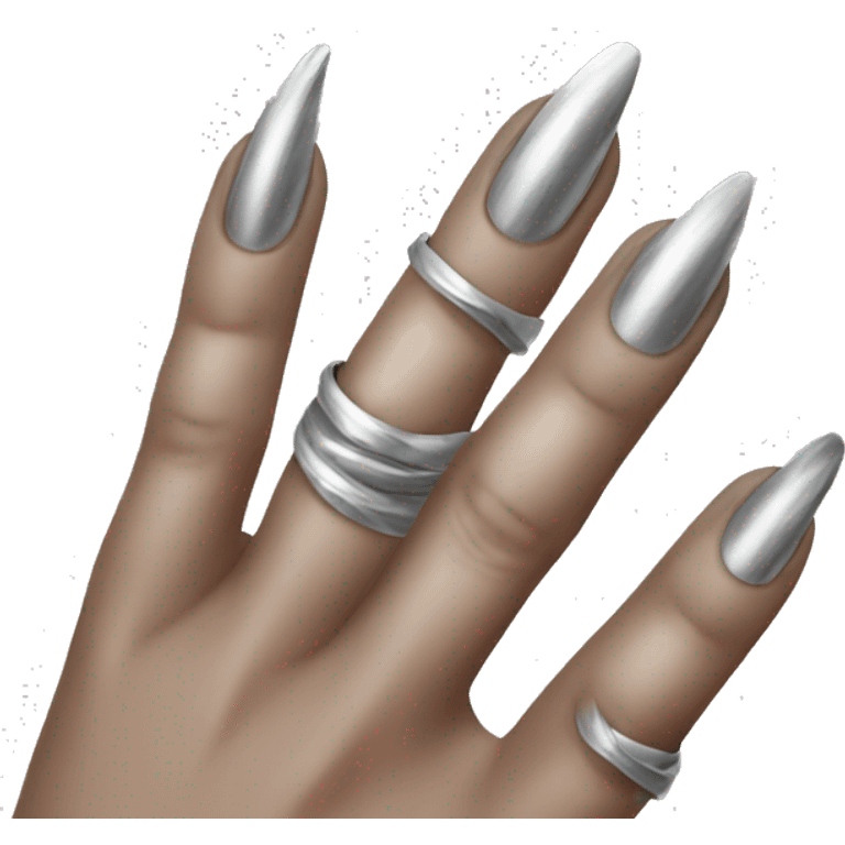 long silver nails emoji