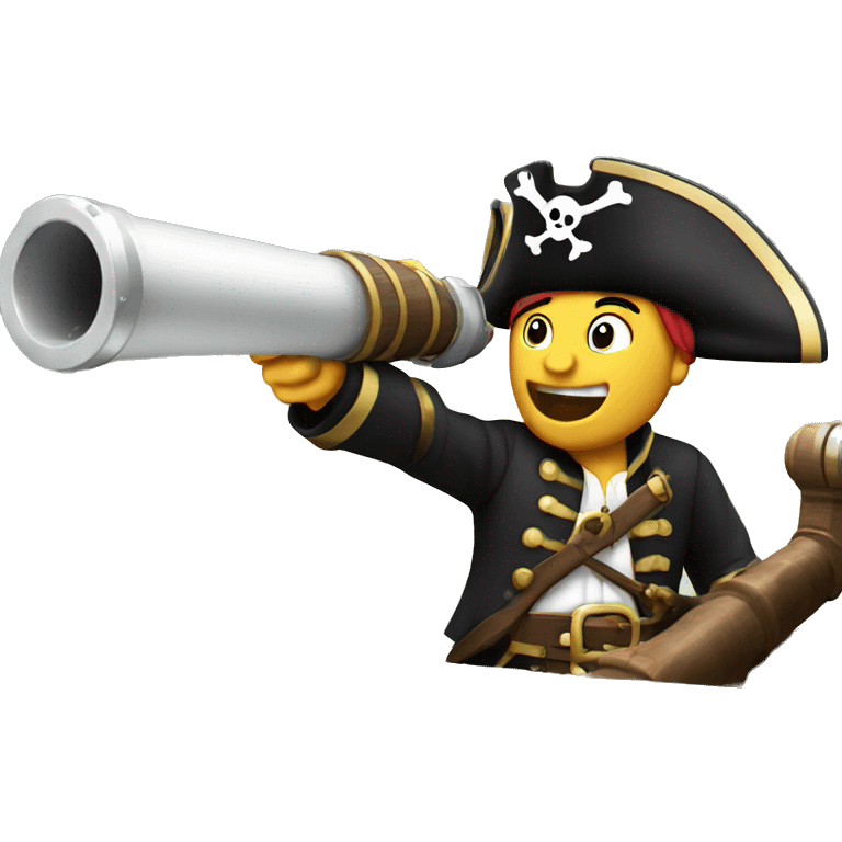 Pirate shooting cannon from ship emoji