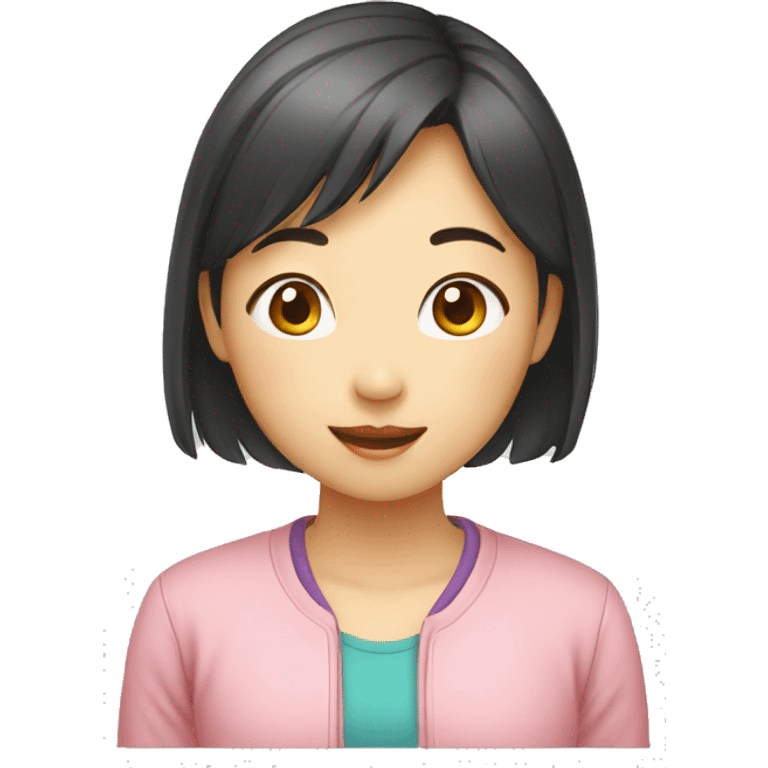 asian girl with vitamine emoji