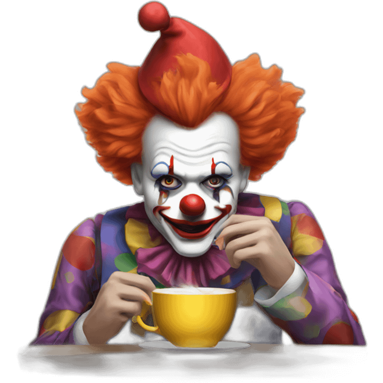 The clown drinks tea and smokes emoji