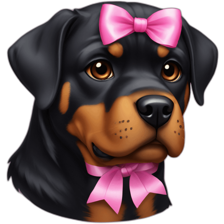 Rottweiler with pink ribbon emoji