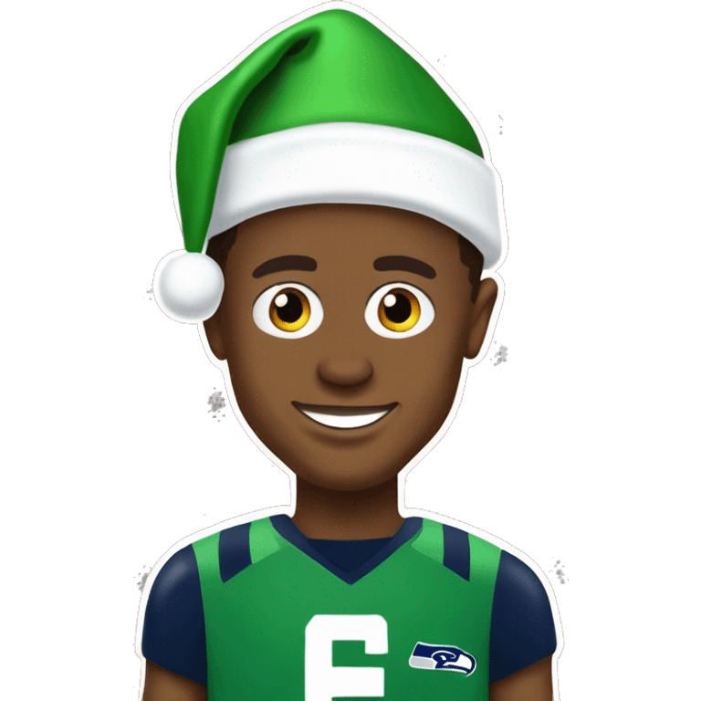 Geno smith in Seahawks uniform and santa hat  as elf on the shelf  emoji