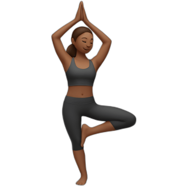 Yoga pose standing on one leg with other in air behind arms in a binding emoji