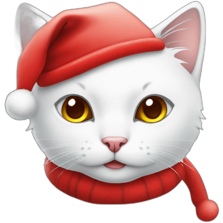 christmas white kitty in red hat emoji