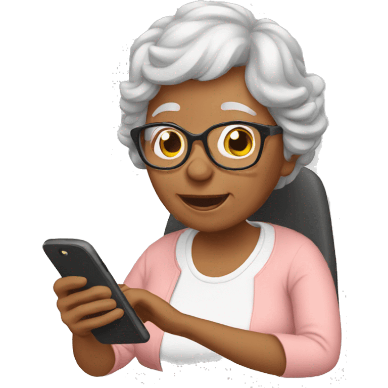 grandma using phone emoji