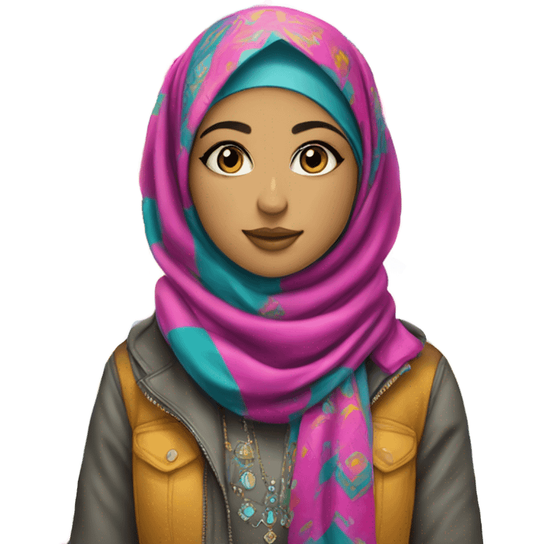 Arabic girl outfit K-pop crazy colour hair hijab emoji