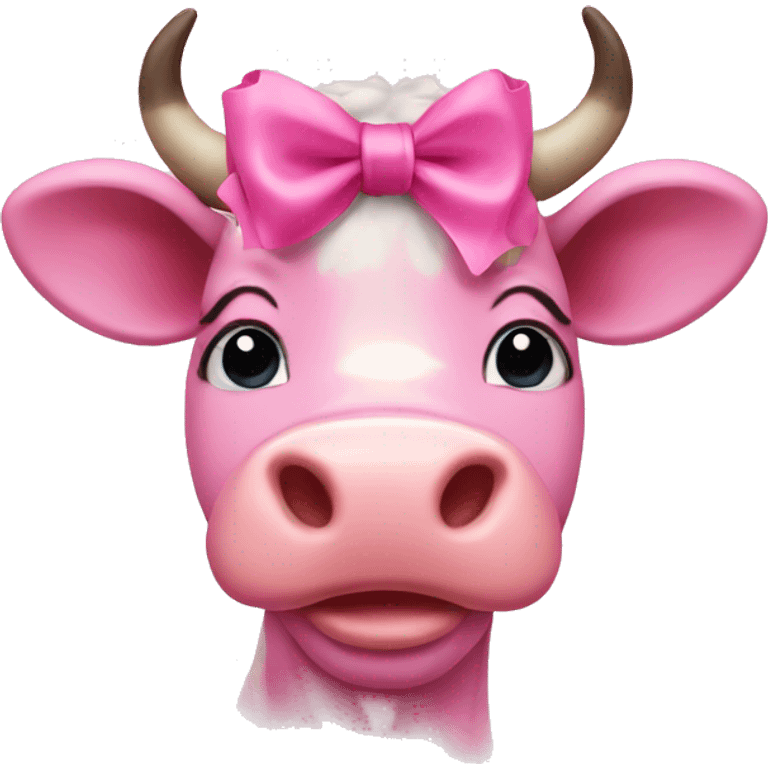 pink cow with pink bow emoji