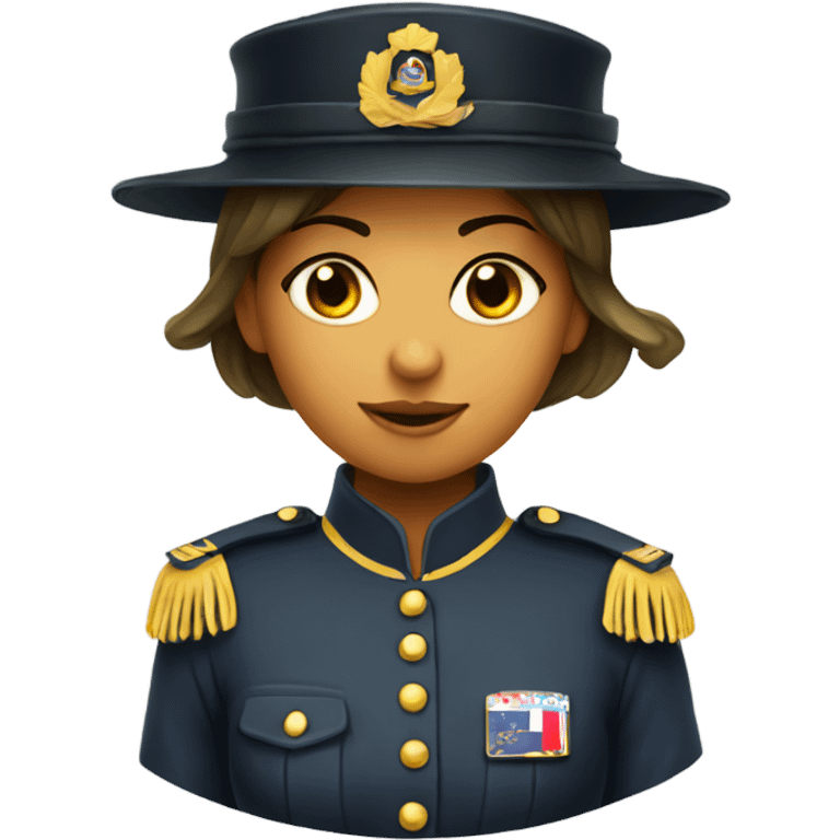 Girl solidier in uniform with cylinder hat emoji