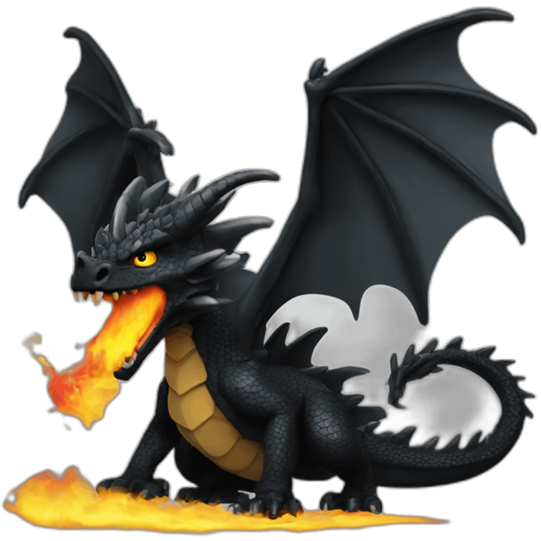 Black dragon who spit fire emoji