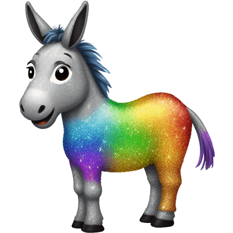 Glitter rainbow donkey emoji