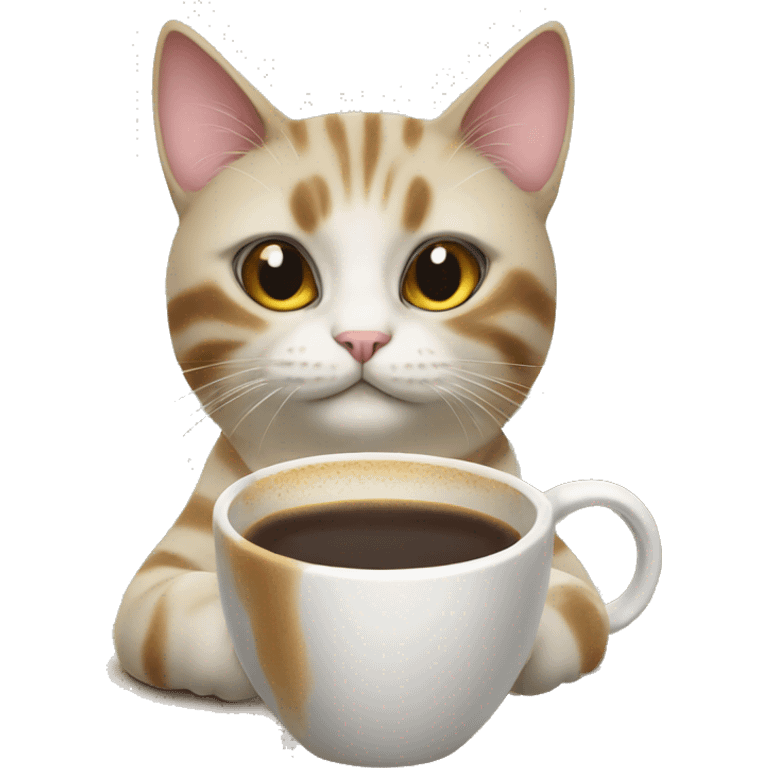 A cat with a coffee emoji