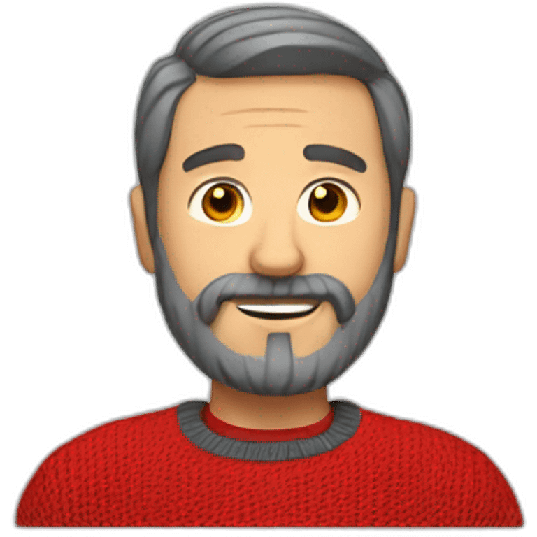 Middle age man with beard and in red sweater emoji