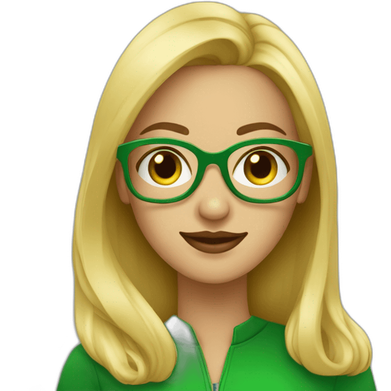 Mujer rubia con ojos verdes y gafas doradas emoji