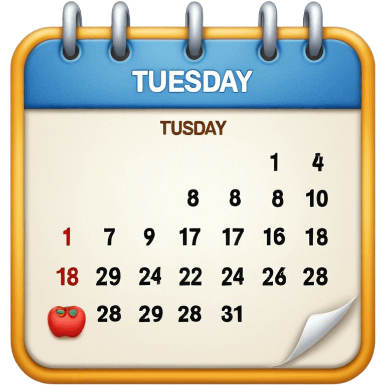 a calendar that says “Tuesday.” emoji