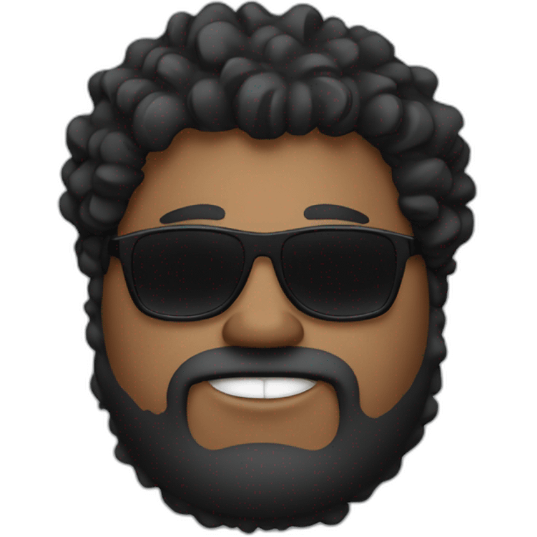 Fat guy with long curly black hair and sunglasses emoji