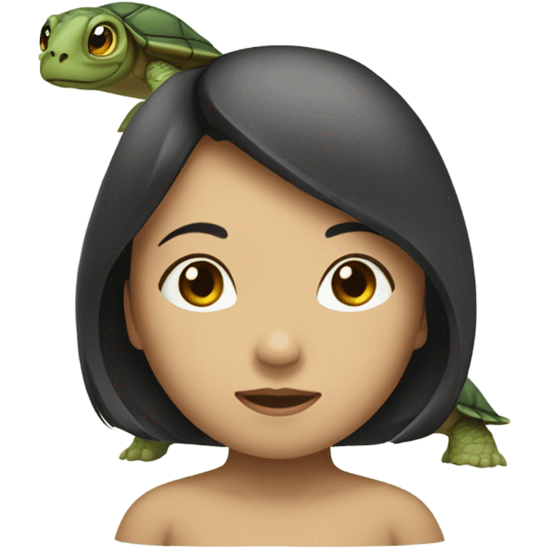 asian girl head on turtle body emoji