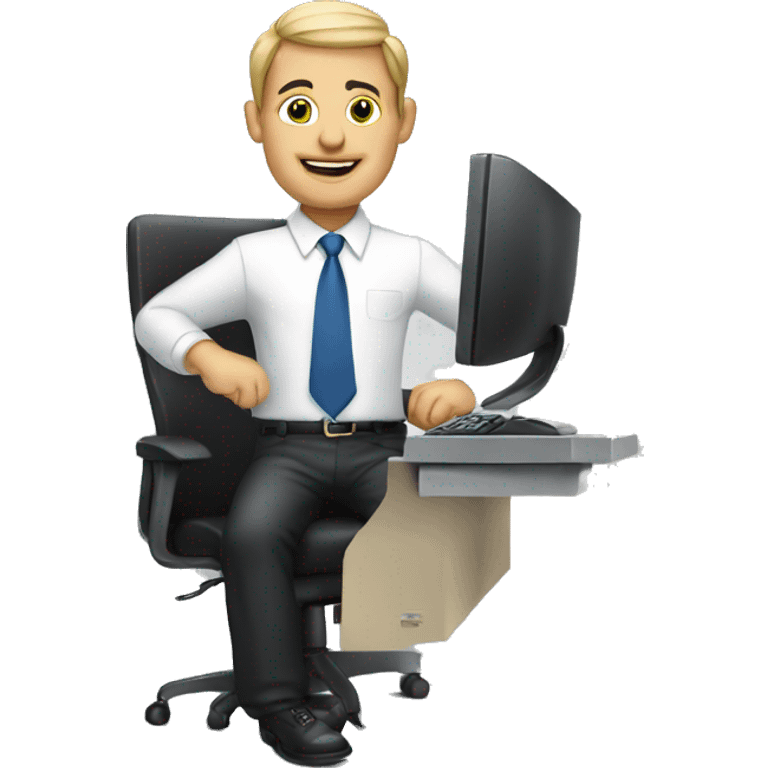 Male secretary with computer emoji