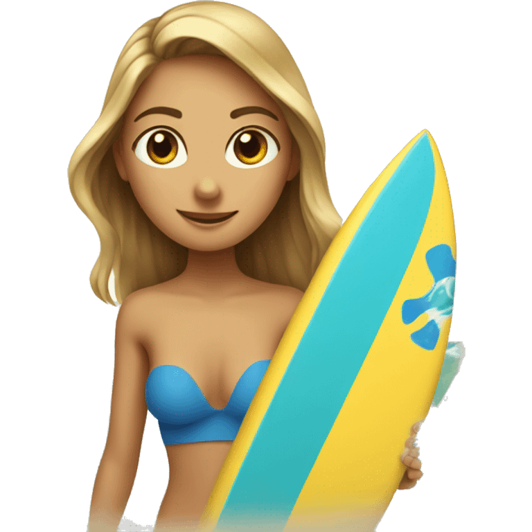 Chat sur un surf un girl emoji