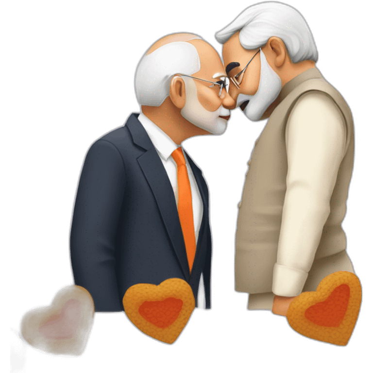 Rahul gandhi and Narendra modi kiss emoji