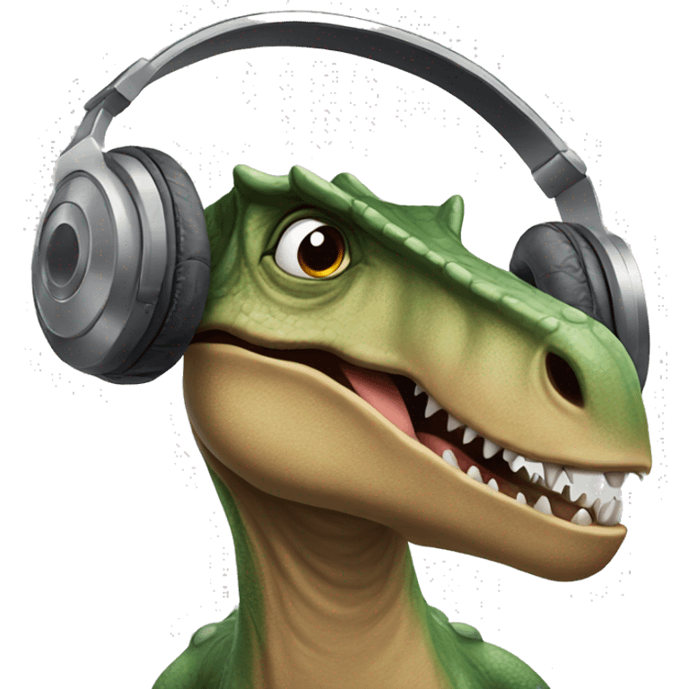 dinosaur listening to music emoji