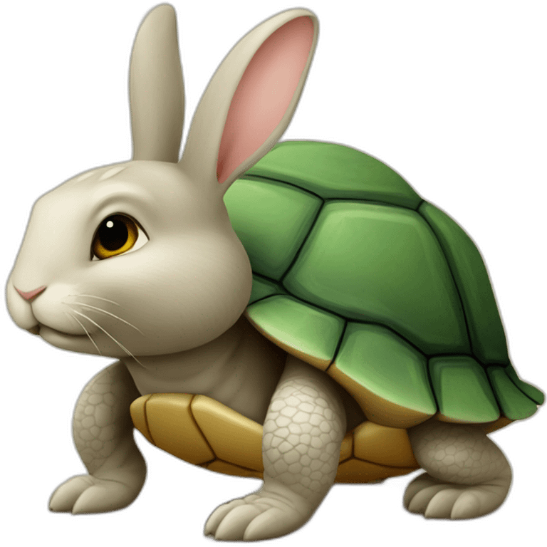 lapin sur une tortue emoji