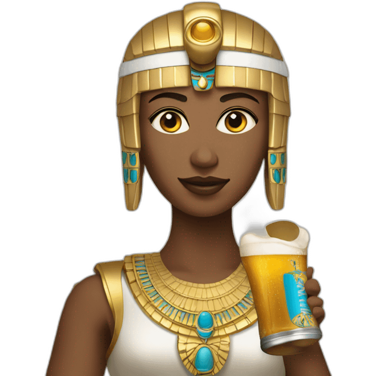 Cleopatra holding a beer emoji