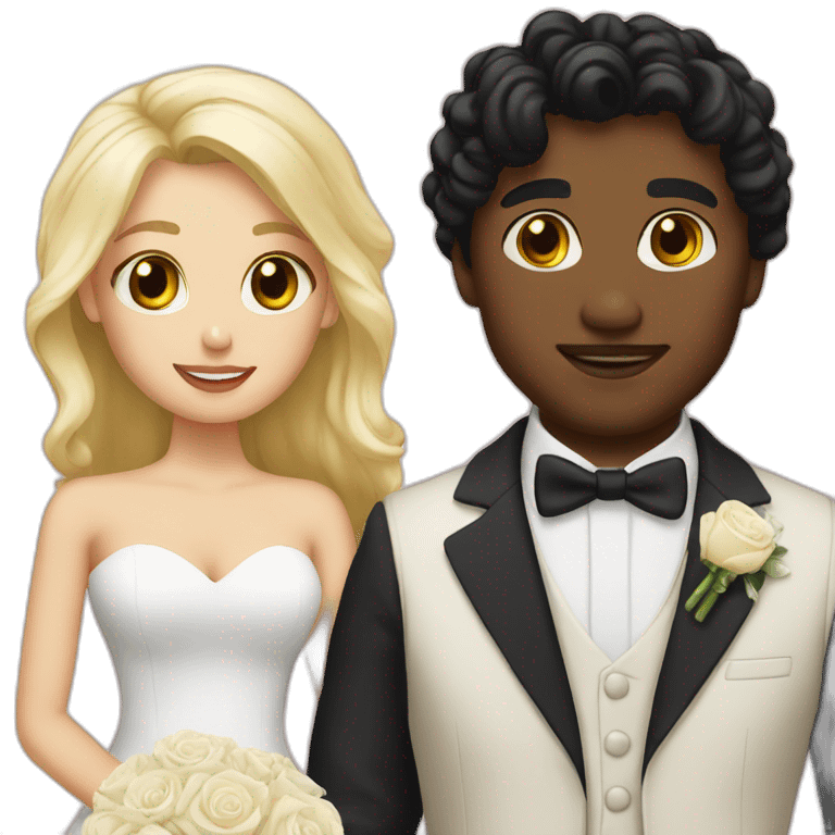 black haired man marrying blonde woman emoji