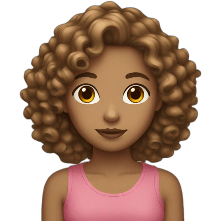 one girl with light skin curly brown hair emoji