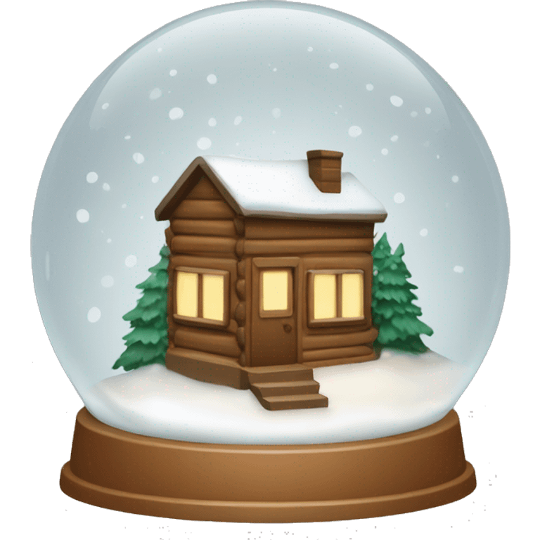 Light brown snow globe with cabin emoji