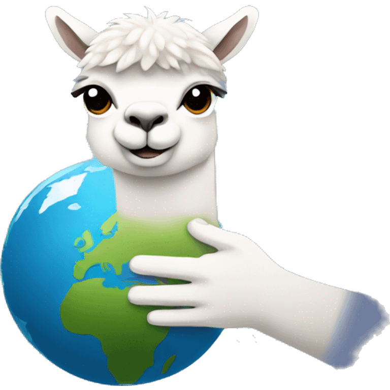 Multiple/an alpaca holding the raining earth in his hands emoji