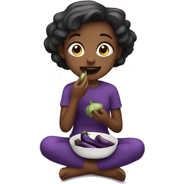 girl eating eggplant emoji