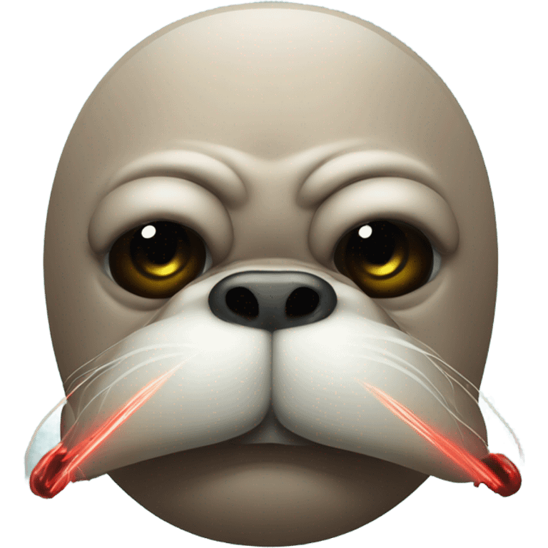 Angry walrus with laser vision eyes emoji