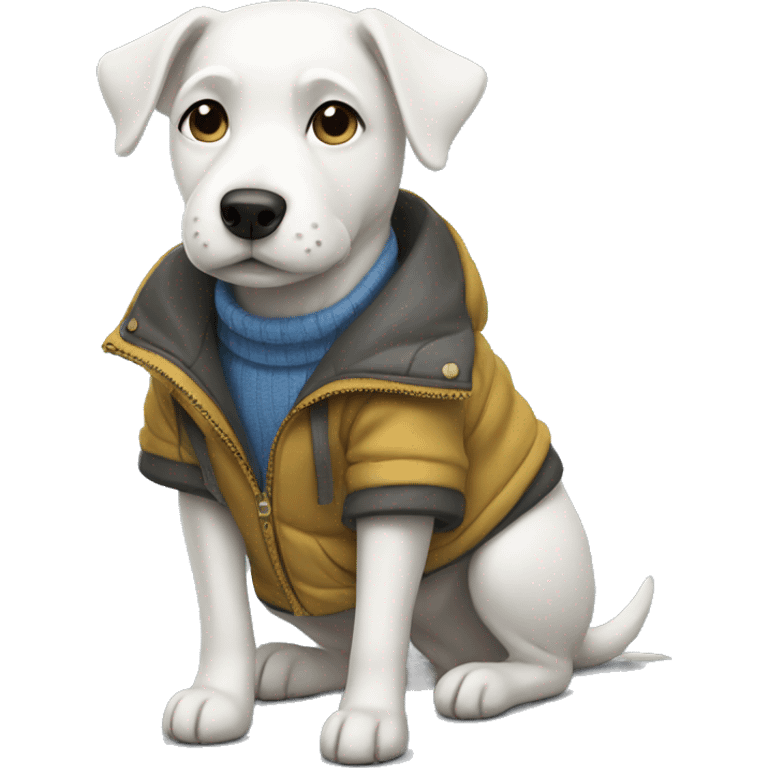 White dog with a jacket emoji