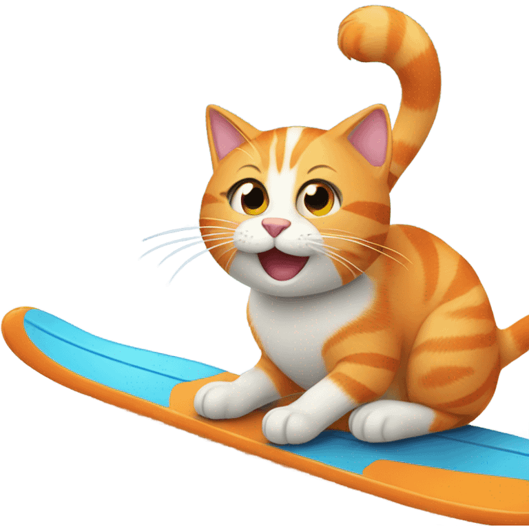 Happy Orange cat with skis emoji