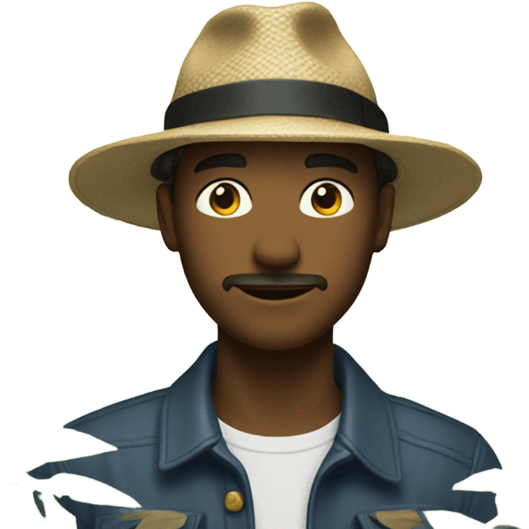 male in nature with hat emoji