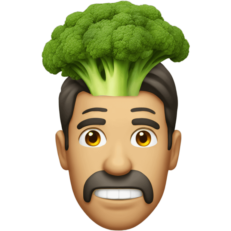 A man with burning broccoli in his mouth  emoji