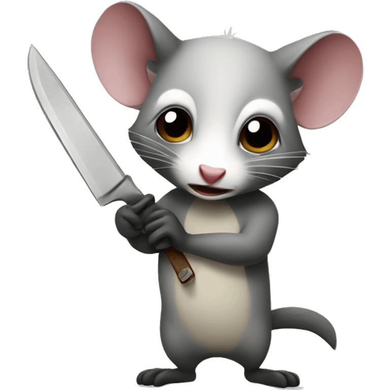 A possum holding a knife emoji