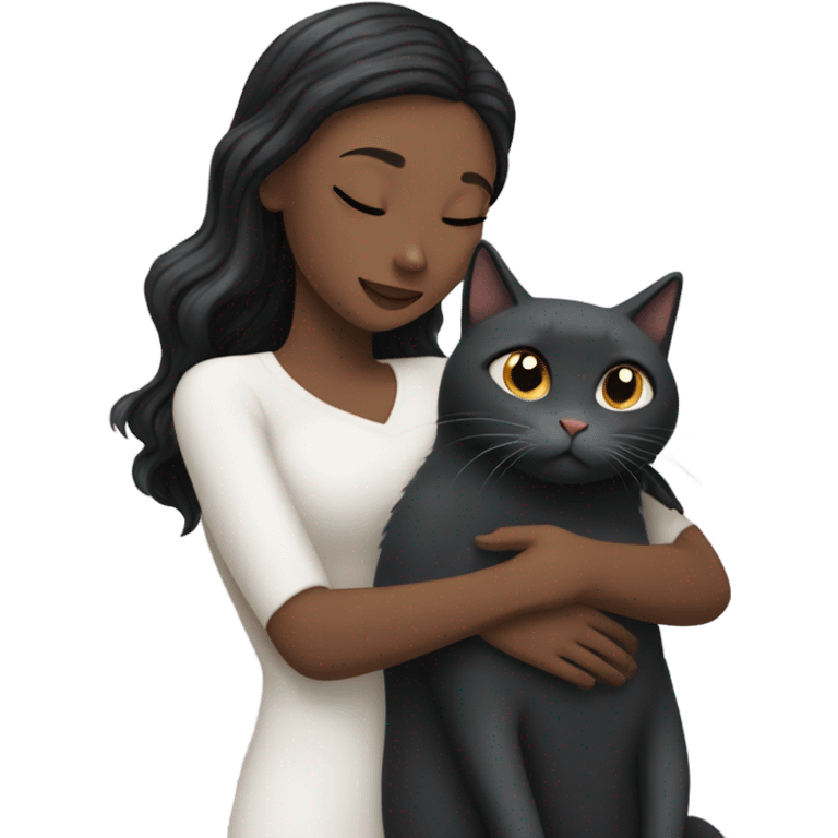 Married Blonde haired white woman and black haired black woman hugging grey cat with hearts all around them emoji