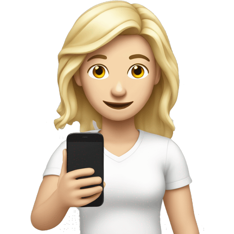 white person makes photo with smartphone emoji