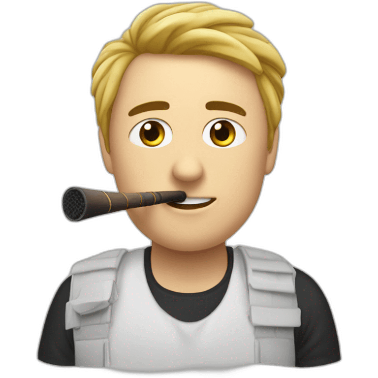 cara de hombre blanco pelón fumando una pipa emoji