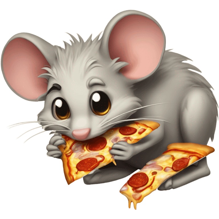 Ugly rat eating ugly pizza emoji