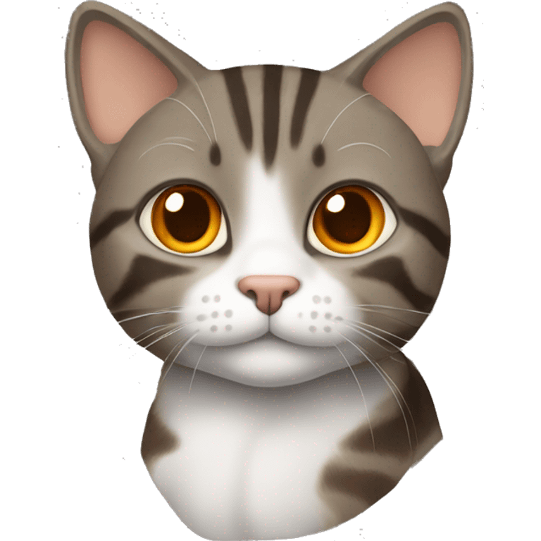 brown gray tabby cat with orange nose and white chin emoji