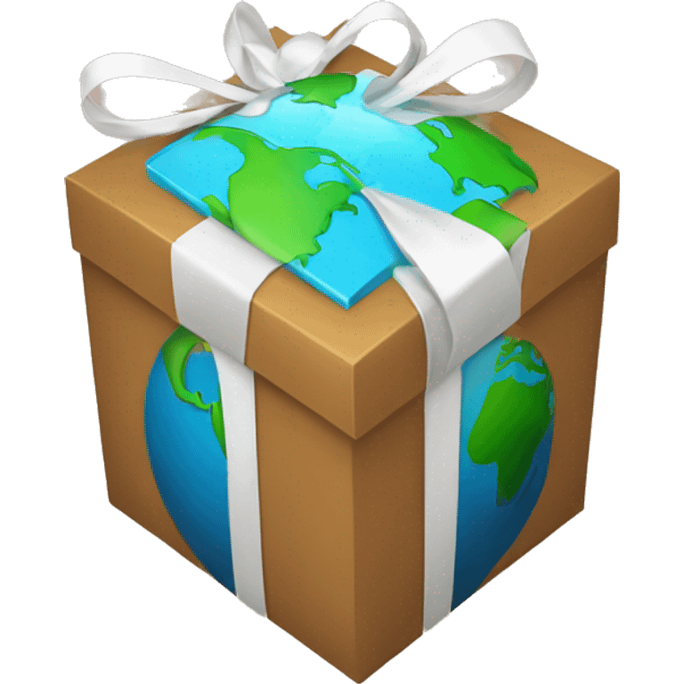 GIFT BOX WITH A PLANET EARTH INSIDE emoji