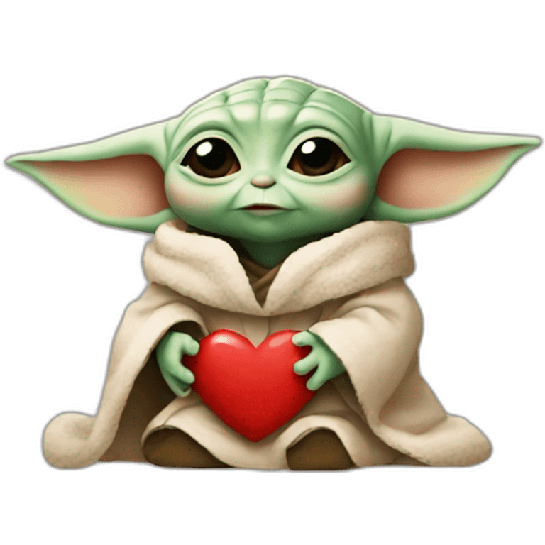 Star Wars baby yoda with heart symbol emoji