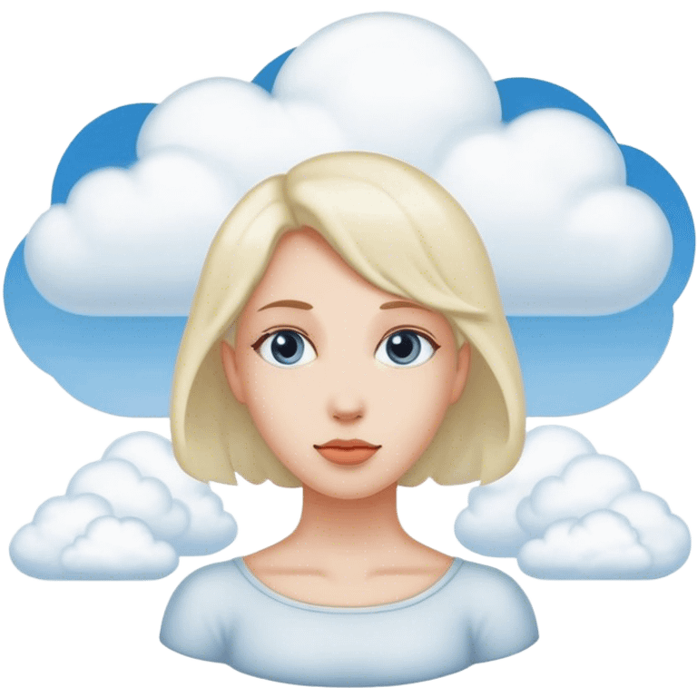 Woman with clouds instead of head from shoulders up emoji