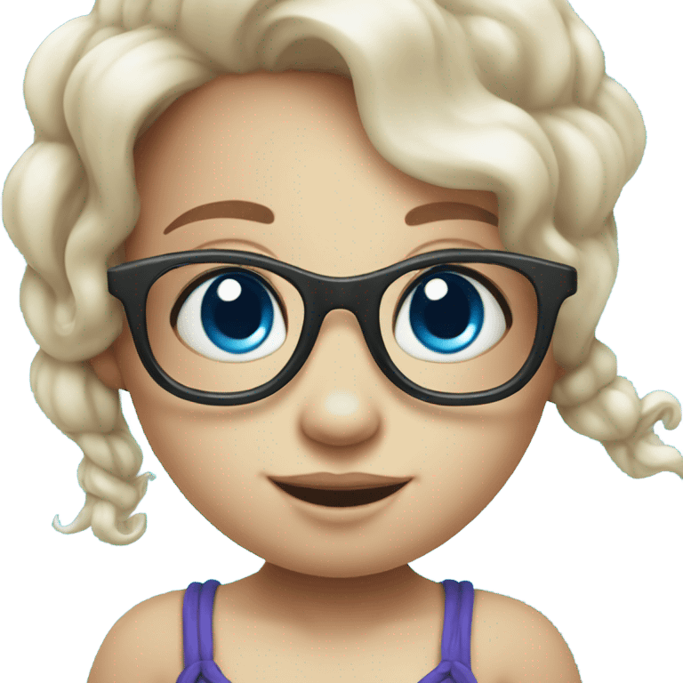 little cute mermaid with blue eyes and spectacles emoji