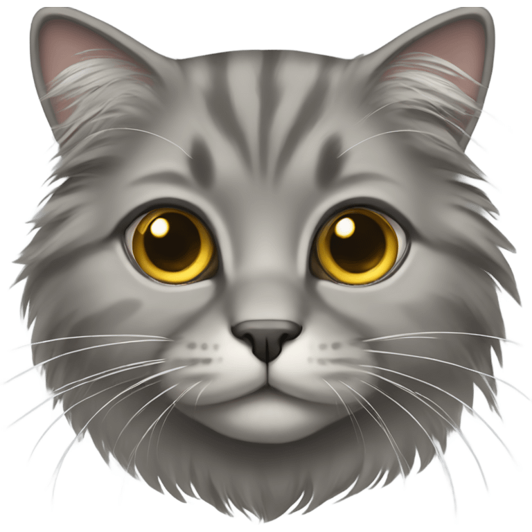 gray longhaired fold cat emoji