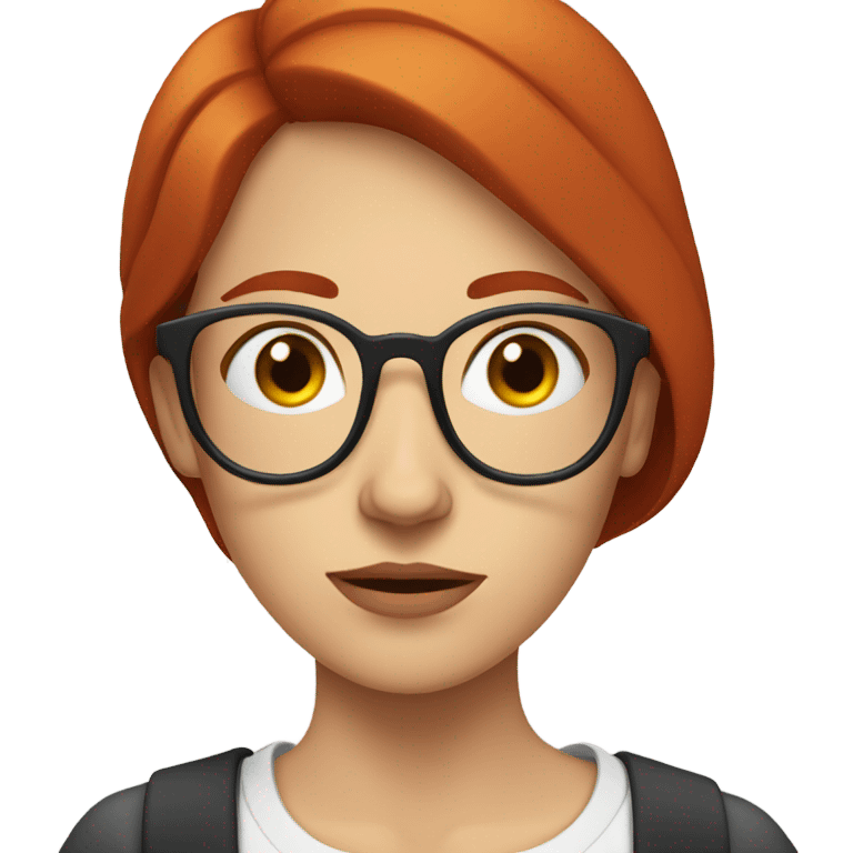 red hair woman nutritionist glasses question marks emoji