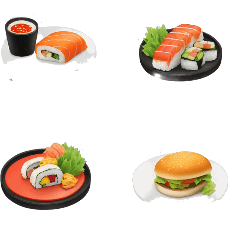 Plate with sushi and burguer  emoji