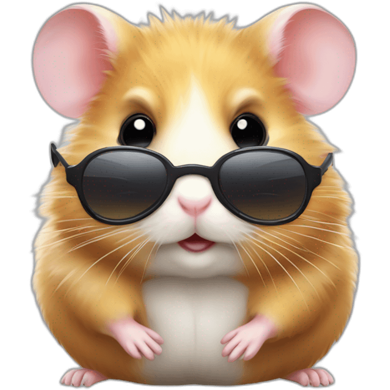 Hamster avec des lunettes de soleil et une canne emoji